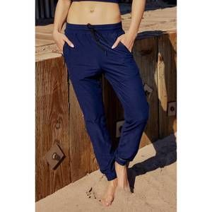 NEW WOLVEN vegan suede finish jogger pants in sapphire